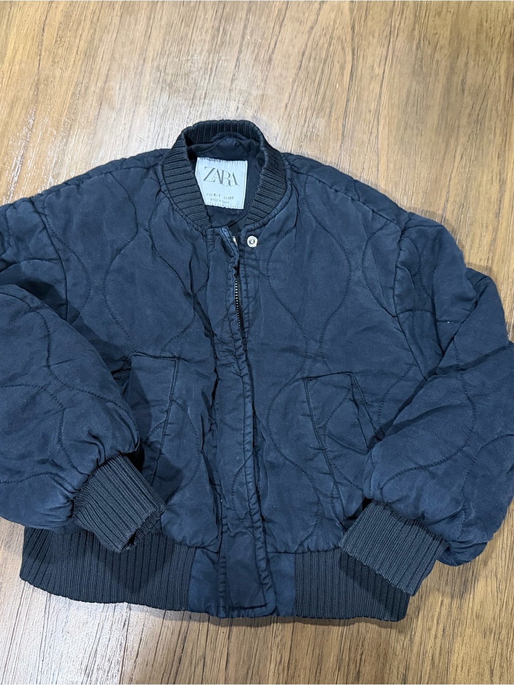 ZARA Girl’s Quilted Bomber Jacket in Black